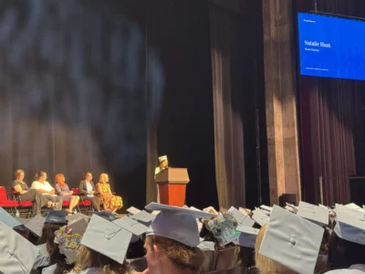 student speaking at the graduation