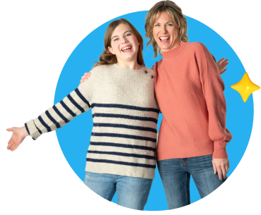 girl and mom smiling