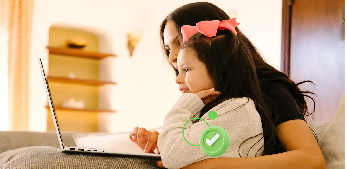 girl learning at home